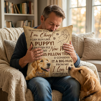 Personalized Dog Memorial Photo Pillow - Pet Loss Remembrance Keepsake Gift for Dad - Image 4
