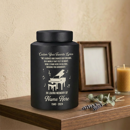 Personalized Piano Music Lovers Custom Favorite Lyrics Stainless Steel Cremation Urn for Adult Male Female Human Ashes Large Memorial Keepsake Urn, Memorial Gift, In Loving Memory - Image 4