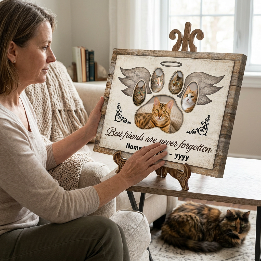 Personalized Cat Memorial Photo Collage Canvas Wall Art – Custom Pet Loss Gift - Image 4