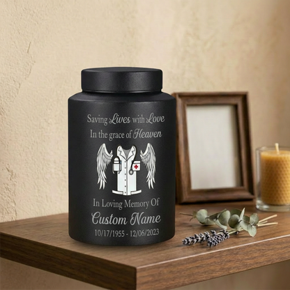 Personalized Doctor Medical Symbol Stainless Steel Cremation Urn For Human Ashes Funeral Tribute Nurse Healthcare Staff Sympathy Memorial Keepsake Urn, Memorial Gift, In Loving Memory - Image 4