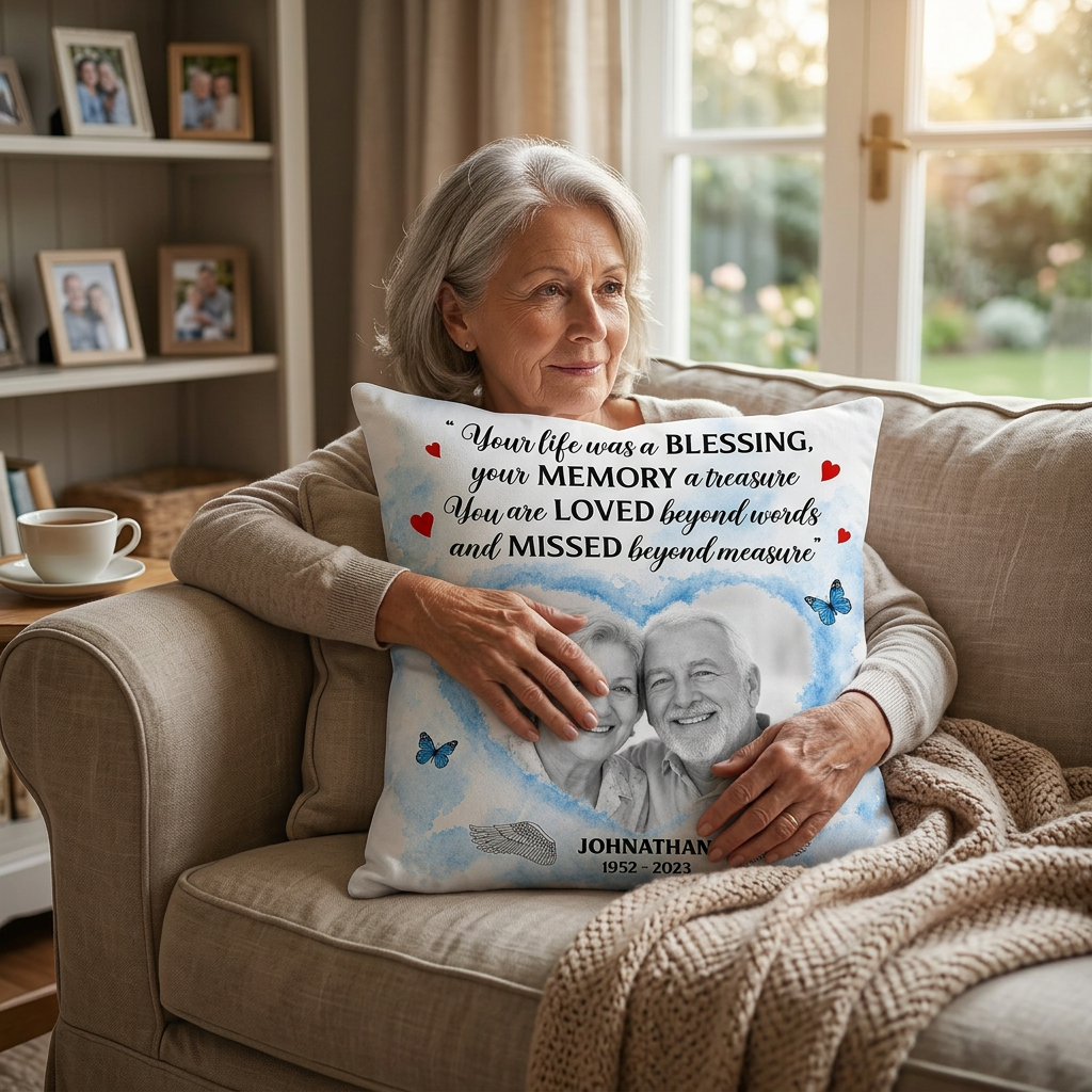 Personalized Memorial Photo Pillow When You Miss Me Hug This Sympathy Gift for Family - Image 4