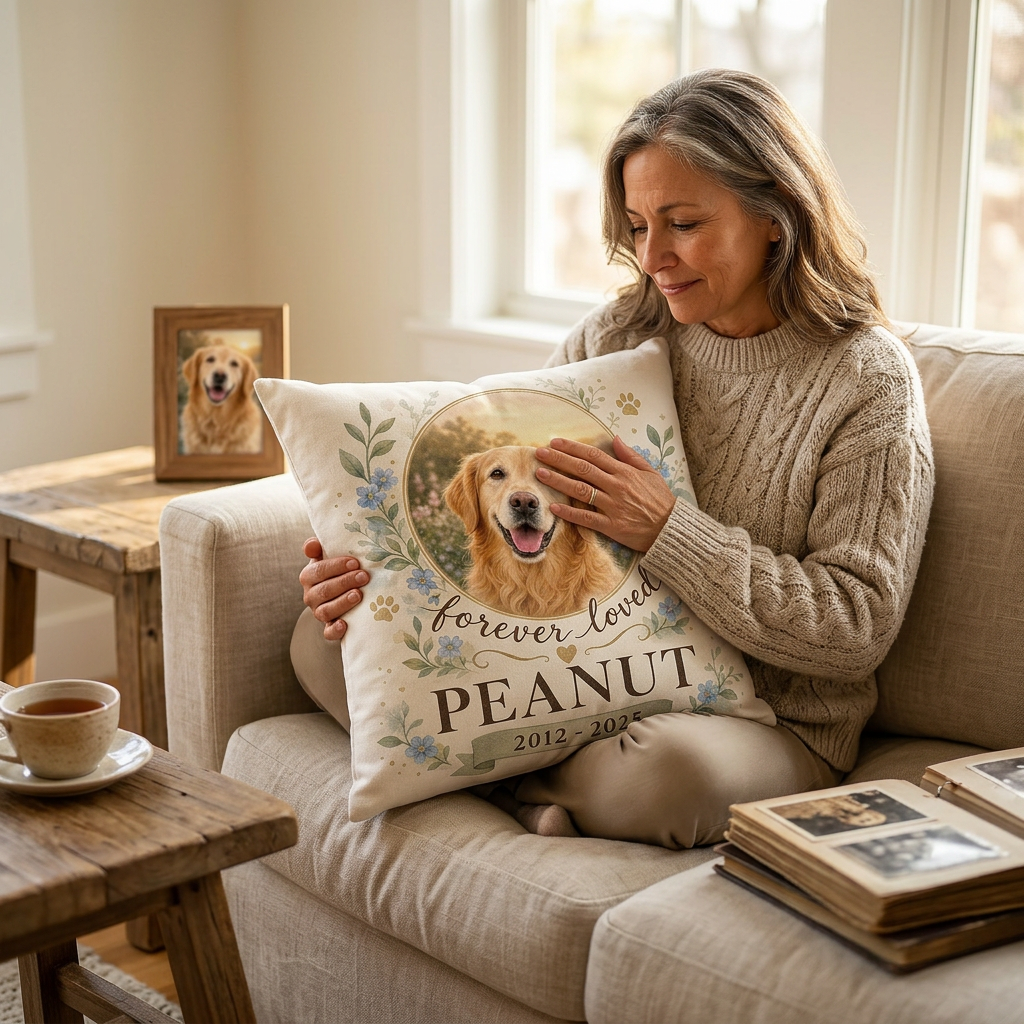 Personalized Pet Memorial Pillow with Photo - Custom Dog Cat Remembrance Sympathy Gift - Image 4