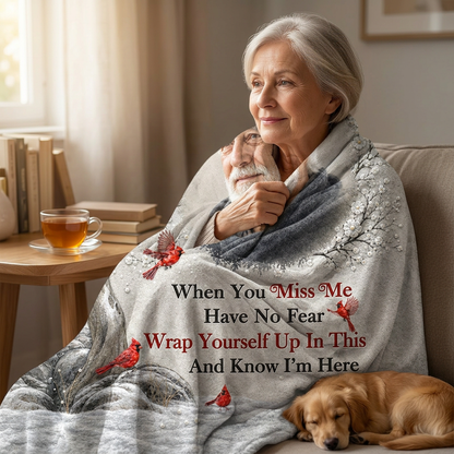 Personalized Memorial Photo Fleece Blanket with Cardinals - Sympathy Gift for Loss of Dad or Grandpa - Image 4