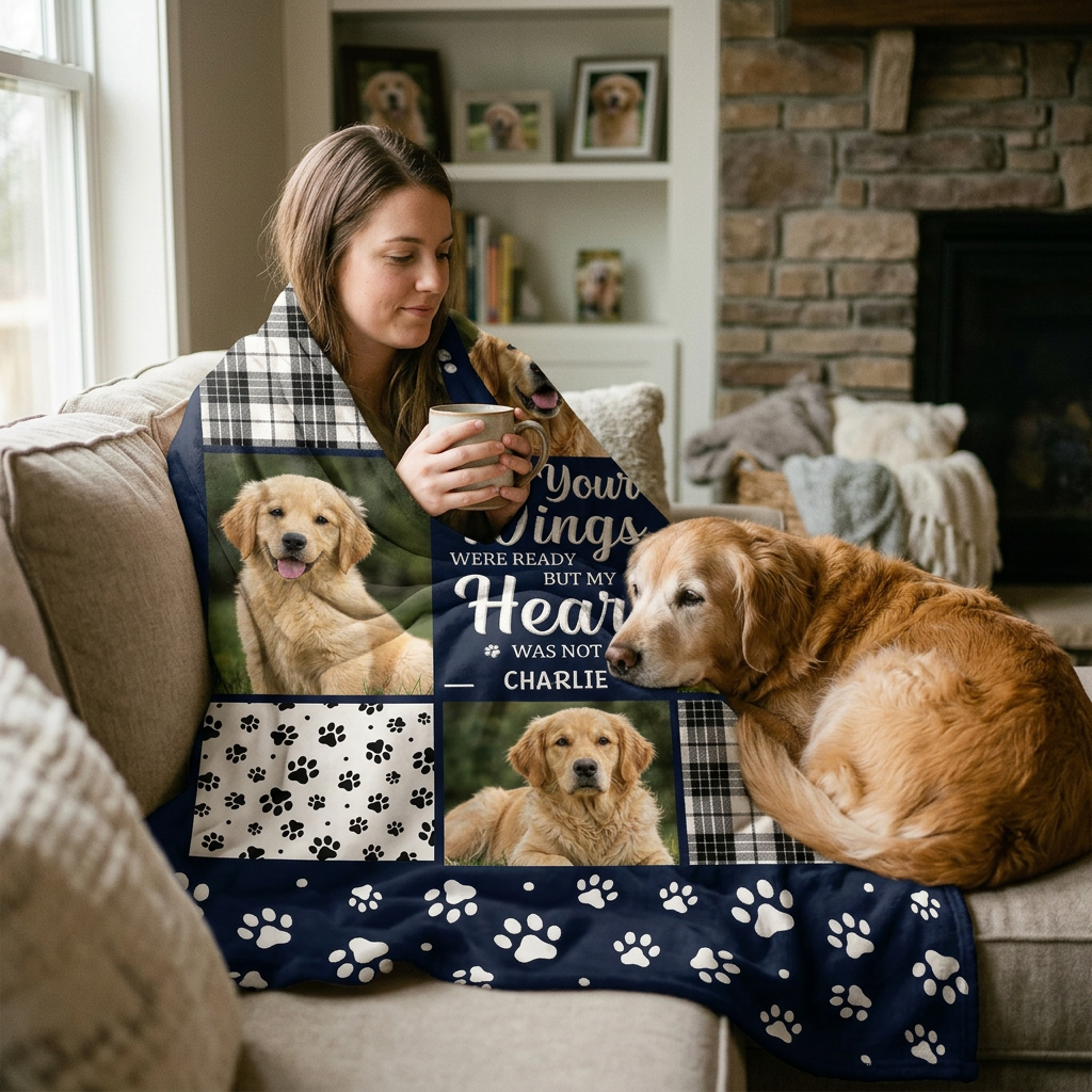 Personalized Dog Memorial Photo Fleece Blanket - Custom Pet Loss Remembrance Gift - Image 4