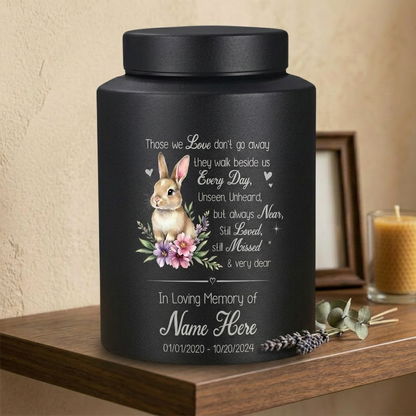 Personalized Angel Wings Rabbit Baby Loss Infant Stainless Steel UV Printed Those We Love Don't Go Away Quote Boy Girl Grief Support 2 Sizes Memorial Keepsake Urn, Memorial Gift, In Loving Memory - Image 4