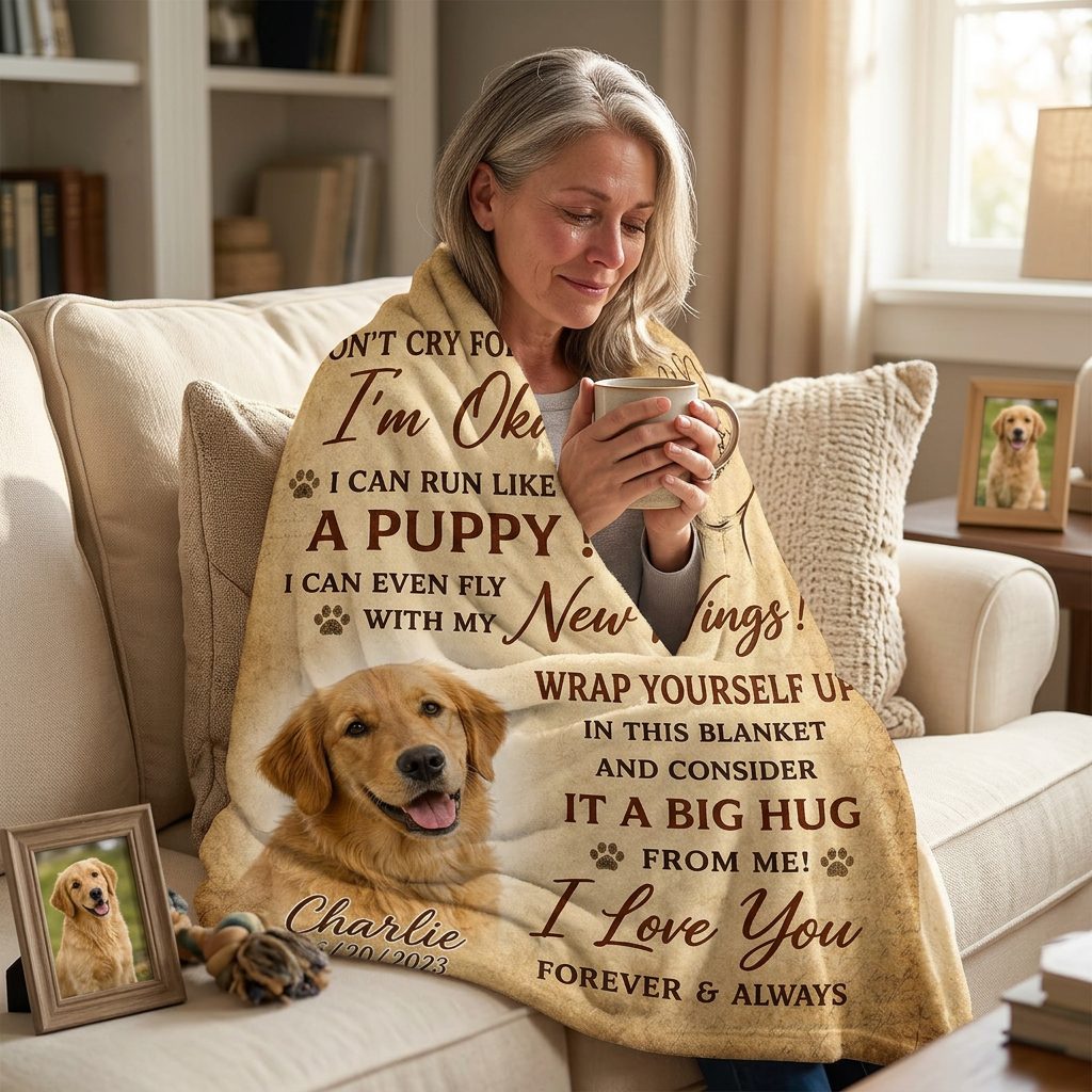 Personalized Pet Memorial Blanket - Custom Dog Photo Fleece Throw, Pet Loss Sympathy Gift - Image 4
