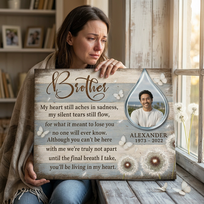 Personalized Brother Memorial Wall Canvas, Loss of Brother Remembrance Gift, Brother in Heaven - Image 4