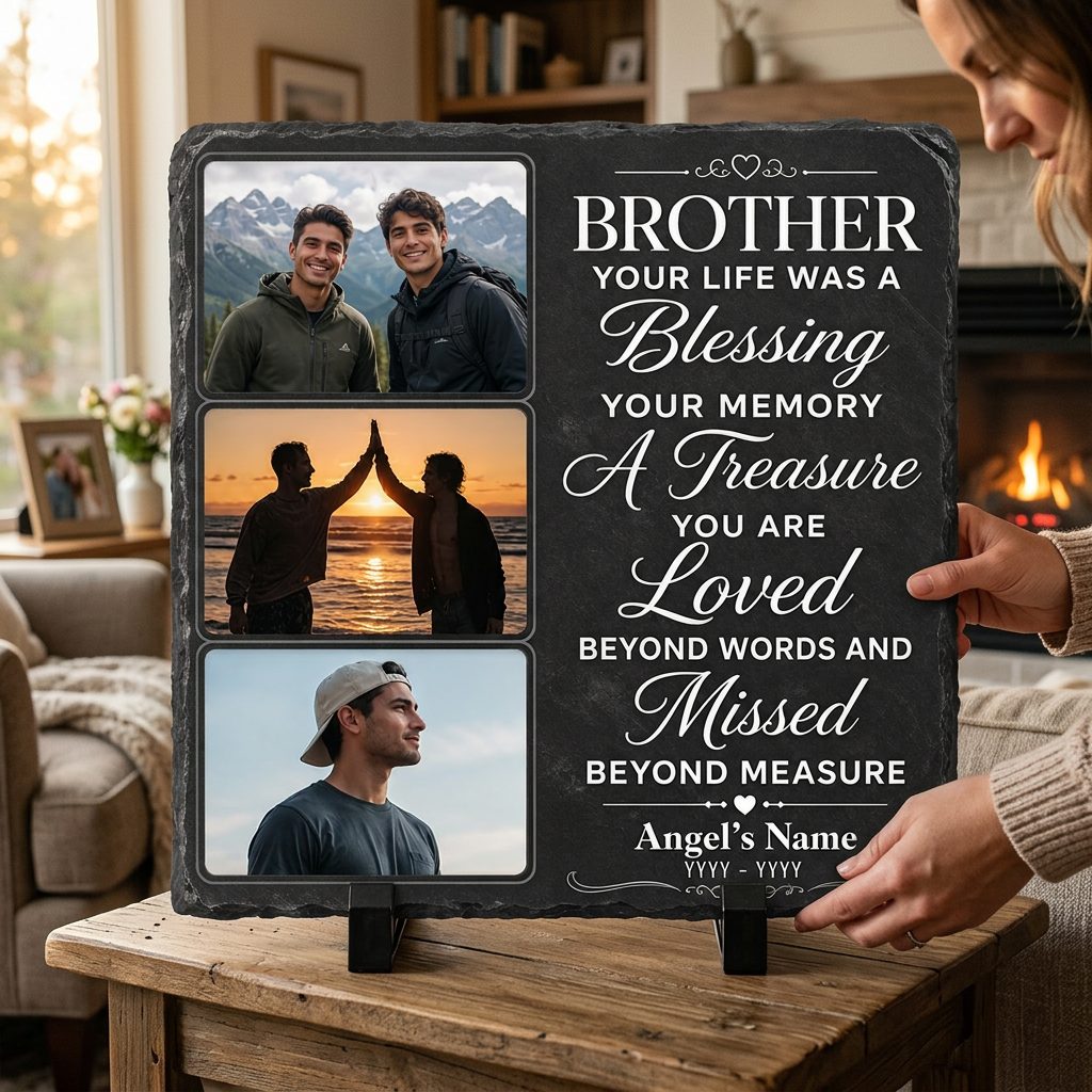 Personalized Brother Memorial Photo Slate Stone – Sympathy Remembrance Gift - Image 4 | VNMGSREPR1-6IN-EHIEU_AI_0432 VNMGSREPR1-8IN-EHIEU_AI_0432