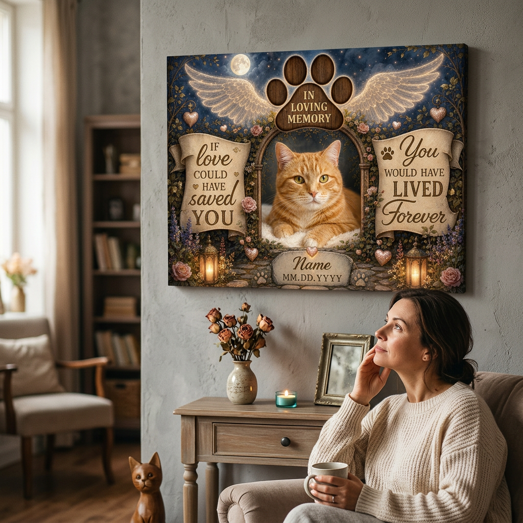 Personalized Cat Memorial Wall Canvas Custom Photo Pet Loss Sympathy Remembrance Gift - Image 4