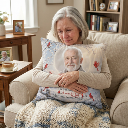 Personalized Photo Memorial Pillow, A Hug From Heaven Keepsake Sympathy Gift for Loss of a Loved One - Image 4