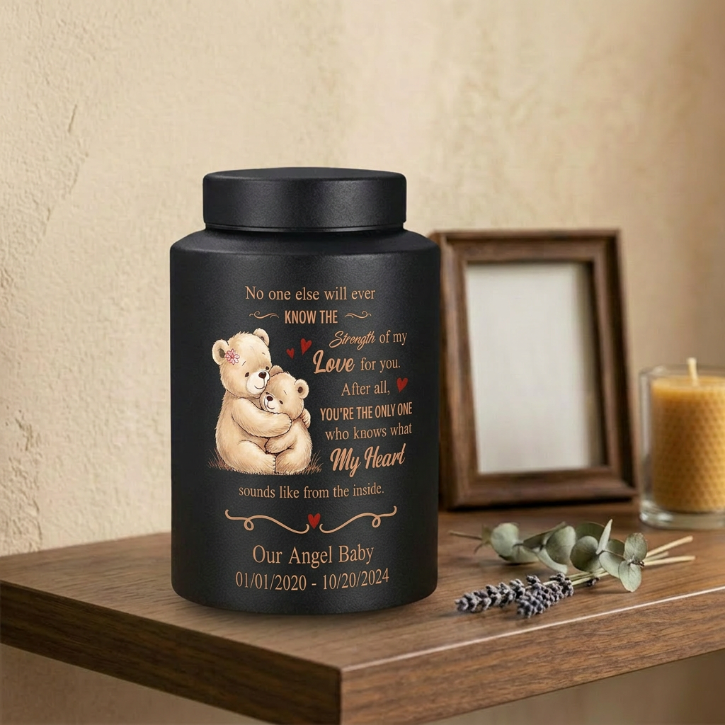 Personalized Angel Baby Infant Loss Stainless Steel Urn for Human Ashes Child Bereavement Miscarriage Grief Custom Heart Quote Small Large Memorial Keepsake Urn, Memorial Gift, In Loving Memory - Image 4