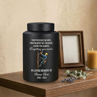 Personalized Lineman Electrician Cremation UV Printed Stainless Steel for Dad Husband Human Ashes Loss Small 5.9x3.9in Large 7.5x5.1in Memorial Keepsake Urn, Memorial Gift, In Loving Memory - Image 4