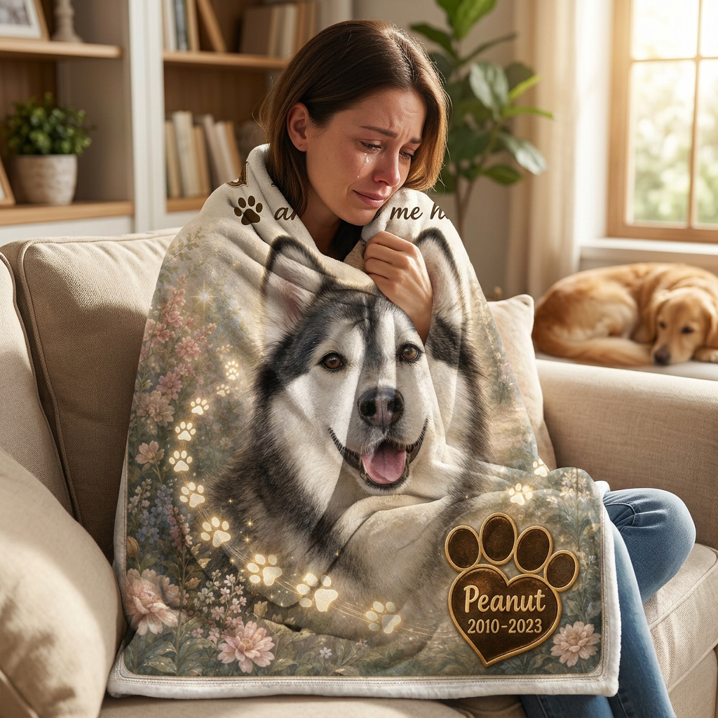 Personalized Pet Memorial Photo Fleece Blanket - Dog Cat Loss Sympathy Gift, Custom Name & Years - Image 4