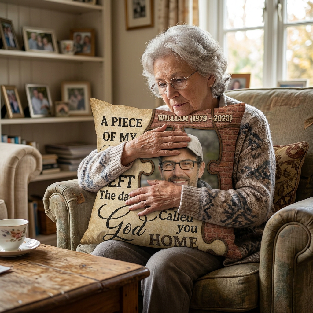 Personalized Photo Memorial Pillow A Piece of My Heart Sympathy Gift for Loss of a Loved One - Image 4