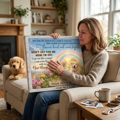 Personalized Dog Memorial Wall Canvas Rainbow Bridge Gift for Pet Loss Mom - Image 4