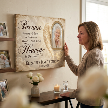 Personalized Memorial Angel Wings Photo Wall Canvas - Sympathy Gift in Memory of a Loved One - Image 4