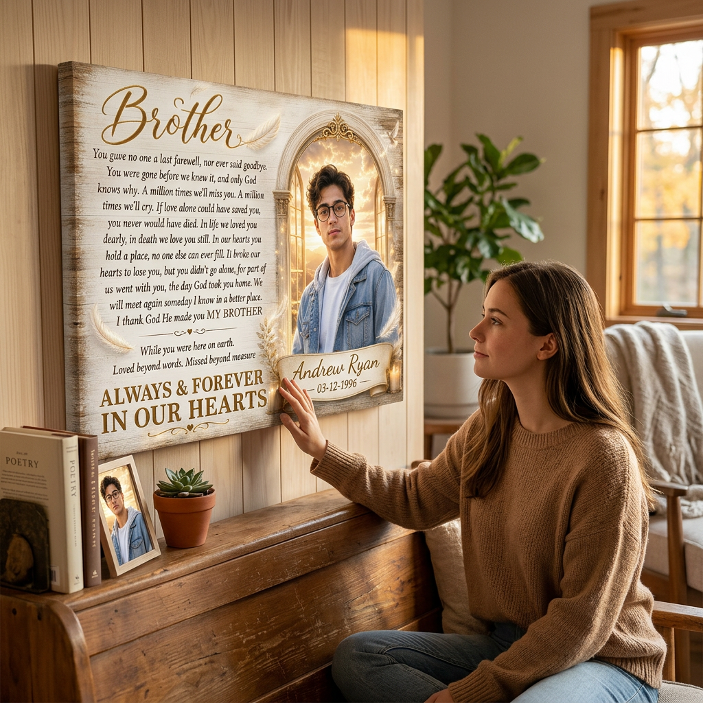 Personalized Brother Memorial Wall Canvas – Sympathy Gift for Loss of Brother - Image 4