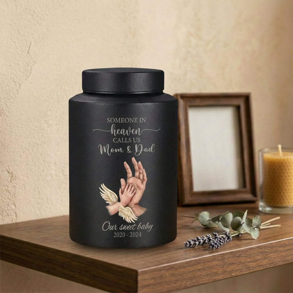 Personalized Teddy Bear Angel Wings Cross Metal Ash Container For Infant Loss Miscarriage Grieving Parents Mother Father Large Silver Gold Memorial Keepsake Urn, Memorial Gift, In Loving Memory - Image 4