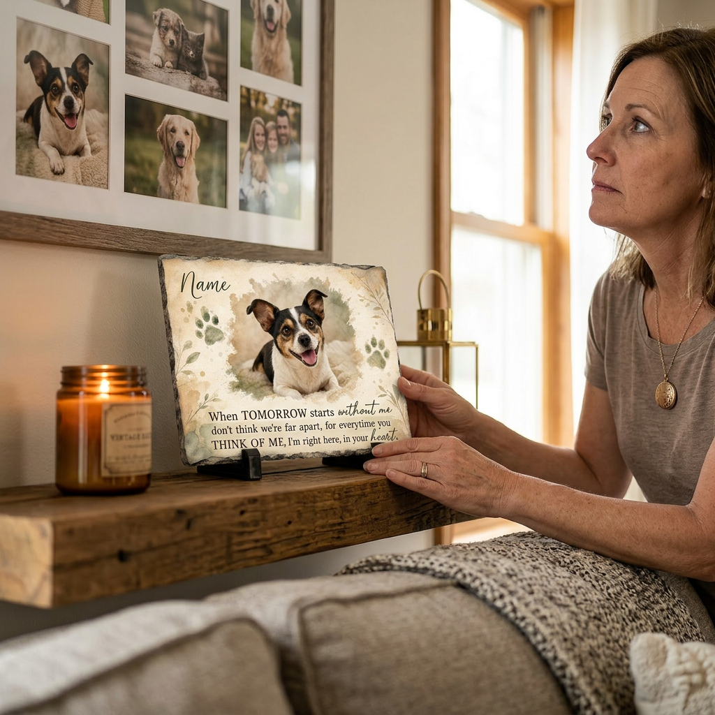 Personalized Dog Memorial Garden Stone With Photo, Pet Loss Sympathy Gift - Image 4 | VNMGSREPR1-6IN-EHIEU_AI_0475 VNMGSREPR1-8IN-EHIEU_AI_0475