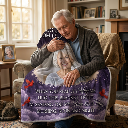 Personalized Photo Memorial Fleece Blanket - A Hug From Heaven Sympathy Gift for Loss of Mom - Image 4