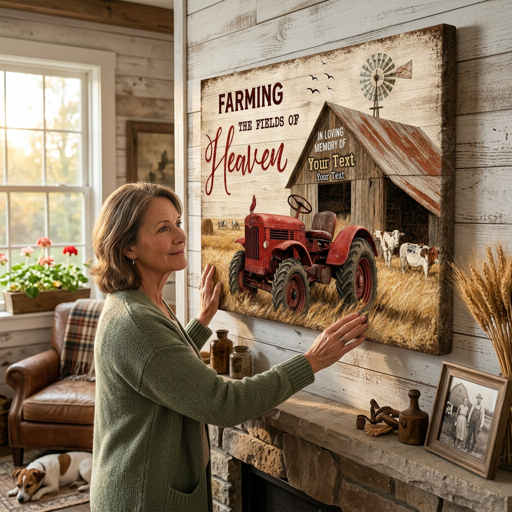 Personalized Farming The Fields Of Heaven Memorial Wall Canvas For Loss Of Farmer Loved One - Image 4