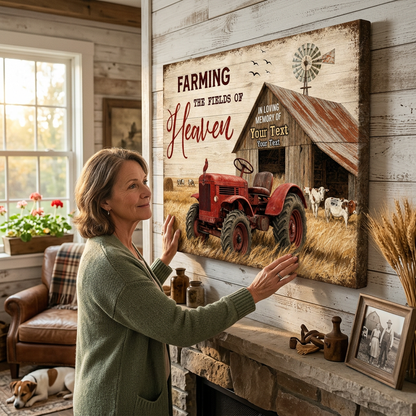 Personalized Farming The Fields Of Heaven Memorial Wall Canvas For Loss Of Farmer Loved One - Image 4
