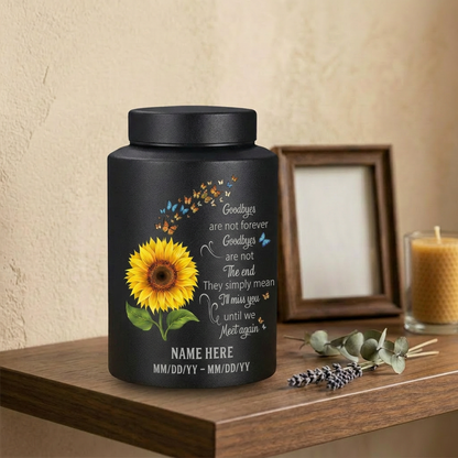 Personalized Flying Butterflies Sunflower Stainless Steel Urn for Human Ashes, Funeral Bereavement Condolence Gift Goodbyes Are Not Forever, Memorial Keepsake Urn, Memorial Gift, In Loving Memory - Image 4