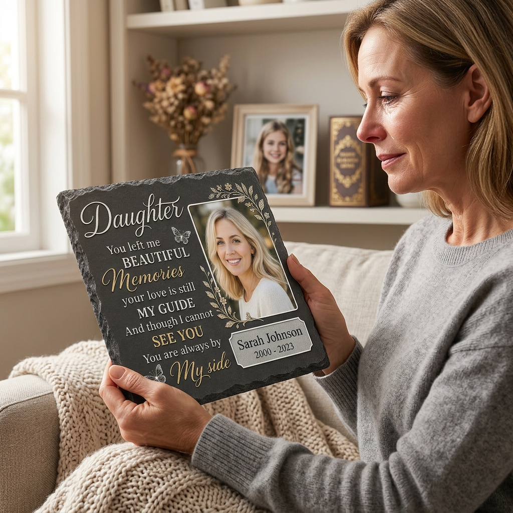 Personalized Daughter Memorial Garden Stone with Photo, Sympathy Gift for Loss of Daughter - Image 4 | VNMGSREPR1-6IN-EHIEU_AI_0463 VNMGSREPR1-8IN-EHIEU_AI_0463