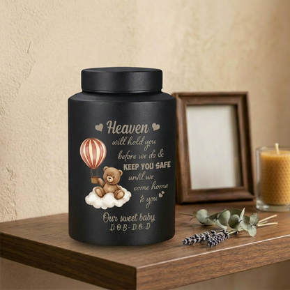 Personalized Baby Loss Heaven Will Hold You UV Print Stainless Steel Vessel for Infant Miscarriage Stillbirth Bereavement Large Decorative Silver Memorial Keepsake Urn, Memorial Gift, In Loving Memory - Image 4