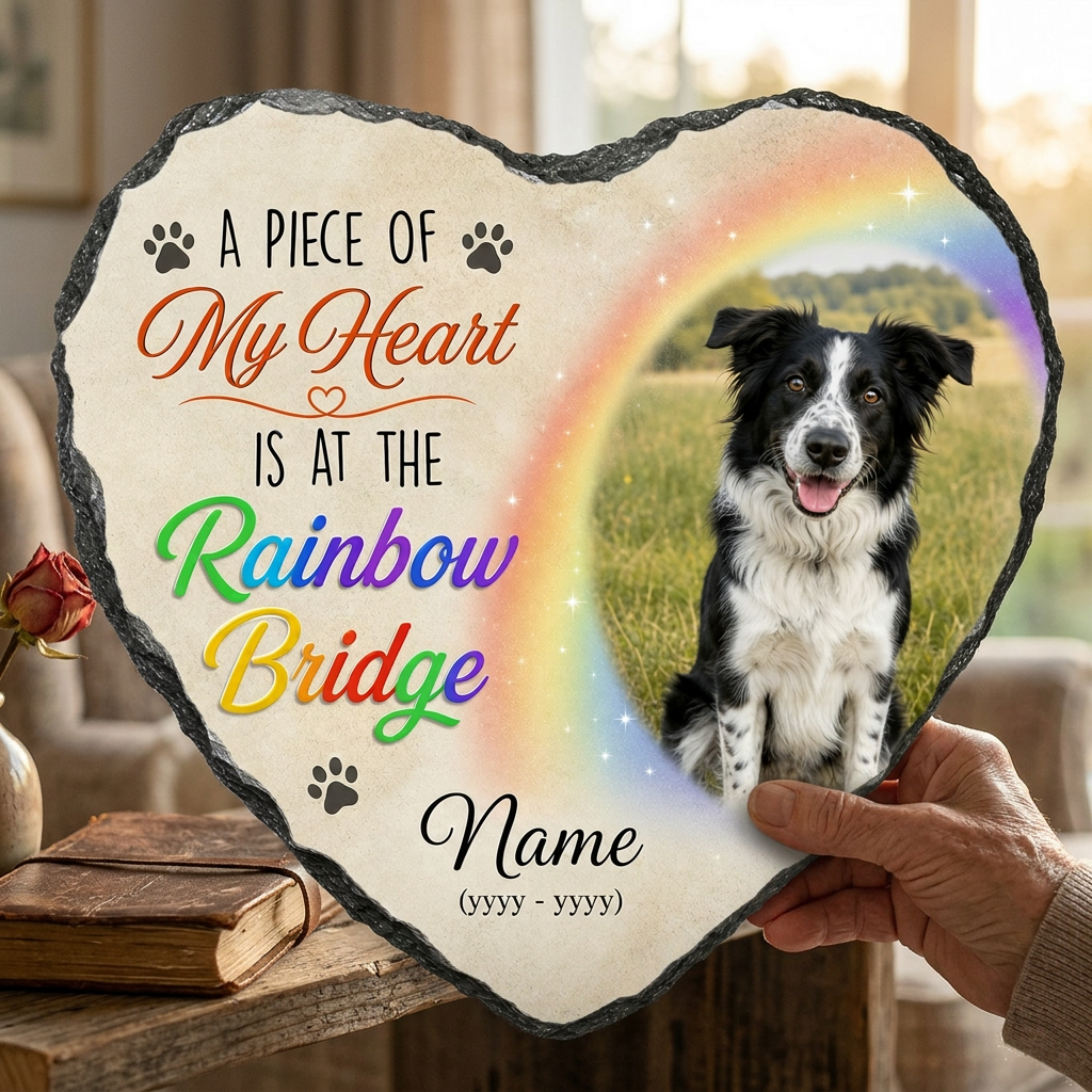 Personalized Rainbow Bridge Dog Memorial Garden Stone Custom Photo Pet Loss Gift - Image 4 | VNMGSREPR1-6IN-EHIEU_AI_0458 VNMGSREPR1-8IN-EHIEU_AI_0458
