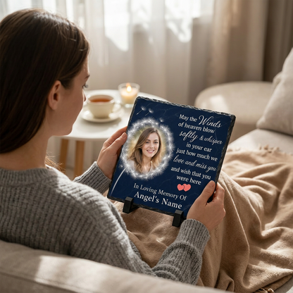 Personalized May the Wind Dandelion Memorial Slate – Custom Photo Bereavement Gift - Image 4 | VNMGSREPR1-6IN-EHIEU_AI_0459 VNMGSREPR1-8IN-EHIEU_AI_0459