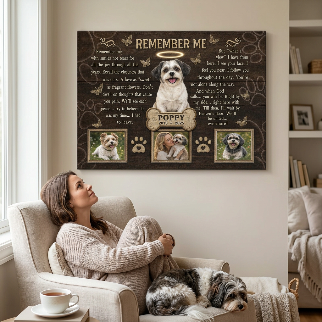 Personalized Pet Memorial Wall Canvas - Custom Dog Photo Remembrance Gift for Pet Loss - Image 4 | WCV-12X8-EHIEU_AI_0029 WCV-14X11-EHIEU_AI_0029 WCV-18X12-EHIEU_AI_0029 WCV-20X16-EHIEU_AI_0029 WCV-24X16-EHIEU_AI_0029 WCV-24X20-EHIEU_AI_0029 WCV-30X20-EHIEU_AI_0029 WCV-30X24-EHIEU_AI_0029 WCV-36X24-EHIEU_AI_0029 WCV-40X30-EHIEU_AI_0029