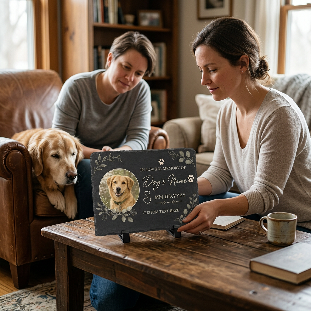 Personalized Pet Memorial Slate Plaque with Photo, Dog Remembrance Garden Stone - Image 4 | VNMGSREPR1-6IN-EHIEU_AI_0436 VNMGSREPR1-8IN-EHIEU_AI_0436