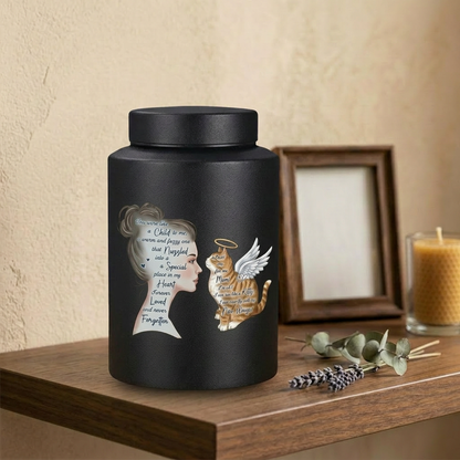 Angel Cat Silhouette Stainless Steel Decorative Cremation Urn For Cat Mom Dad Lovers Loss Of Pet Bereavement Sympathy Gift For Pet Owner Memorial Keepsake Urn, Memorial Gift, In Loving Memory - Image 4