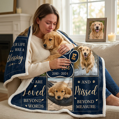 Personalized Pet Memorial Fleece Blanket for Dog Owners - Custom Photo Dog Loss Keepsake Gift - Image 4