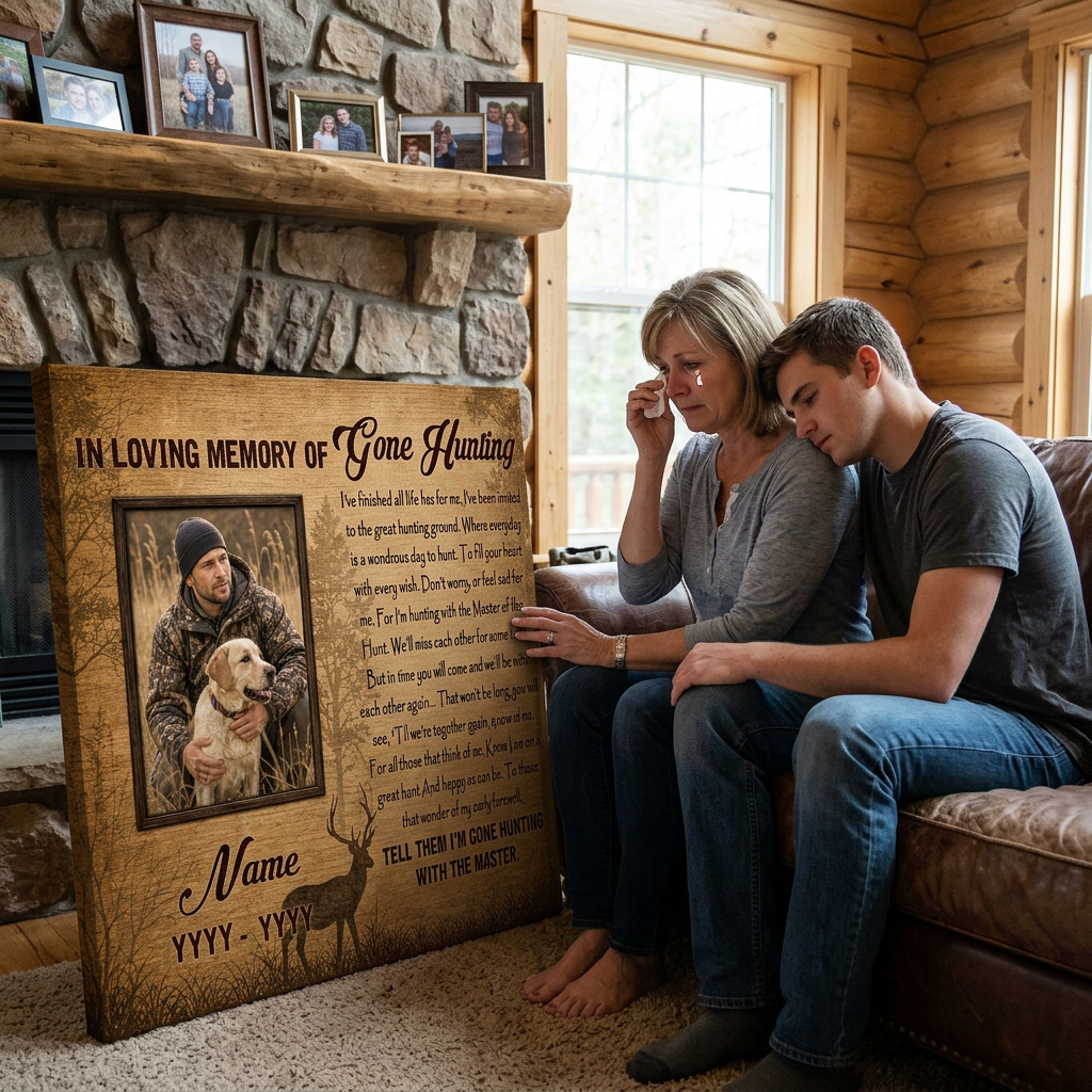 Personalized Gone Hunting Memorial Wall Canvas Sympathy Gift for Hunter Loss Remembrance - Image 4
