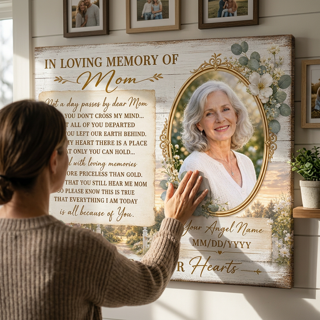 Personalized Memorial Wall Canvas for Loss of Mother, In Loving Memory of Mom Sympathy Gift - Image 4