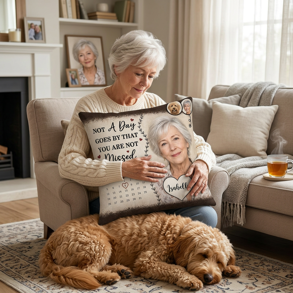 Personalized Memorial Photo Pillow Calendar Date Remembrance Gift for Loss of Loved One - Image 4