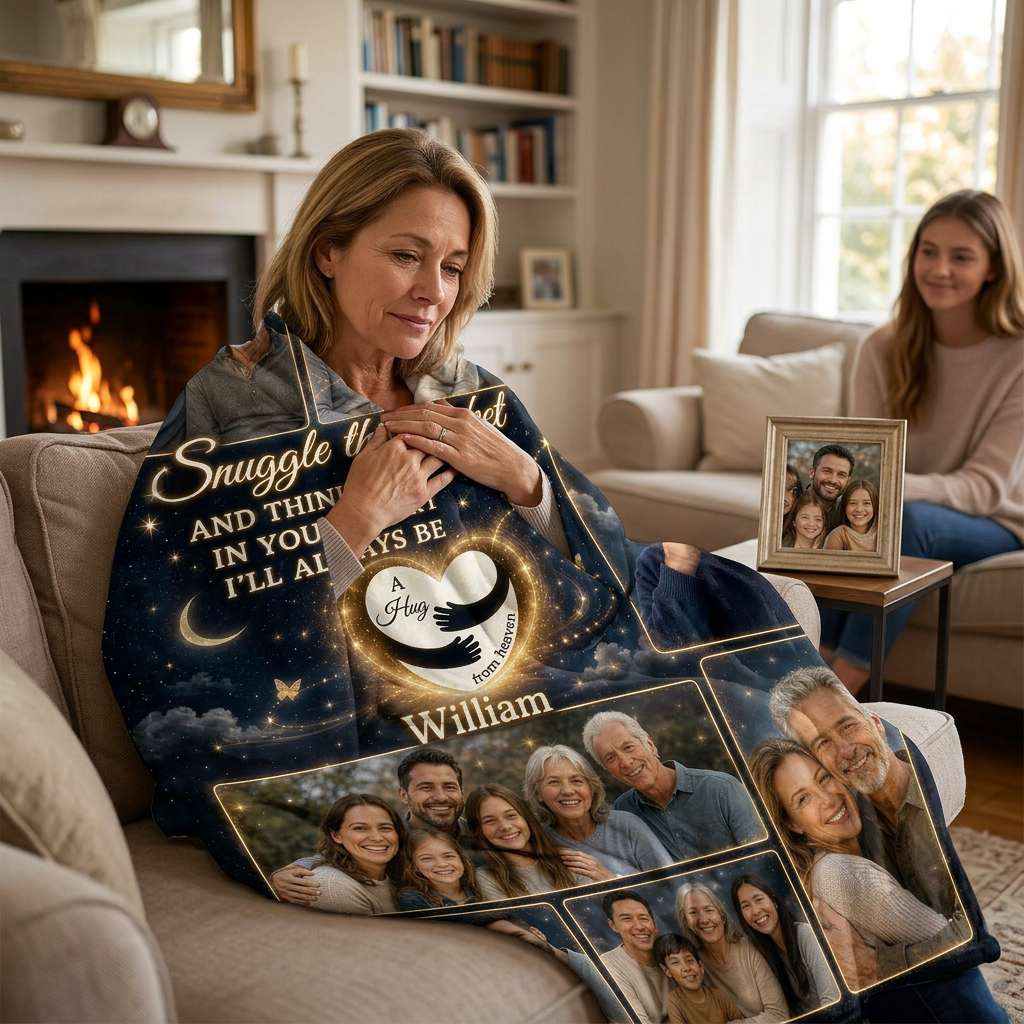 Personalized Memorial Photo Fleece Blanket - In Loving Memory Sympathy Gift for Family - Image 4