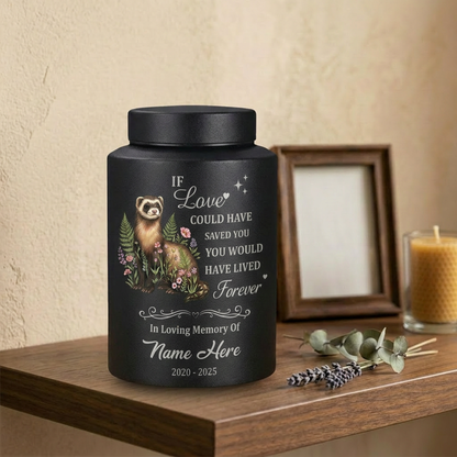 Personalized Botanical Ferret Stainless Steel Pet Urn For Animal Ashes Sympathy Bereavement Display Small Large Sizes Loss Of Pet Memorial Keepsake Urn, Memorial Gift, In Loving Memory - Image 4