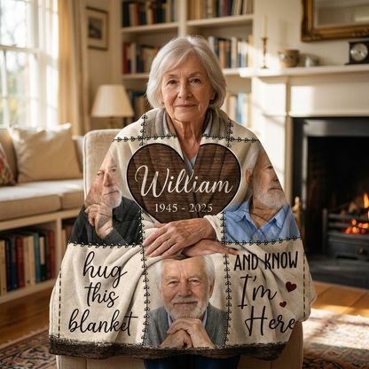 Personalized Memorial Photo Fleece Blanket, When You Miss Me Keepsake for Loss of Dad - Image 4