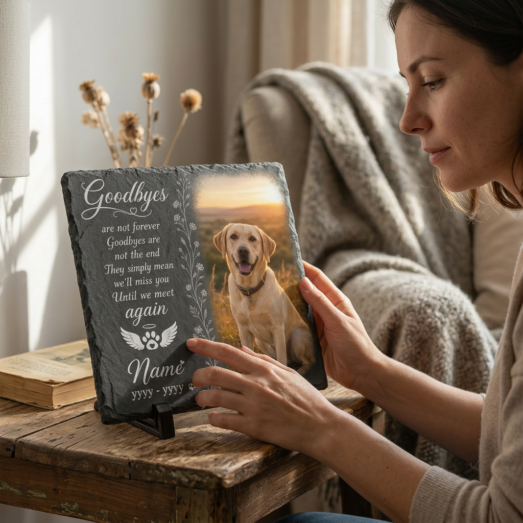 Until We Meet Again Personalized Dog Memorial Garden Stone Custom Pet Loss Gift - Image 4 | VNMGSREPR1-6IN-EHIEU_AI_0492 VNMGSREPR1-8IN-EHIEU_AI_0492