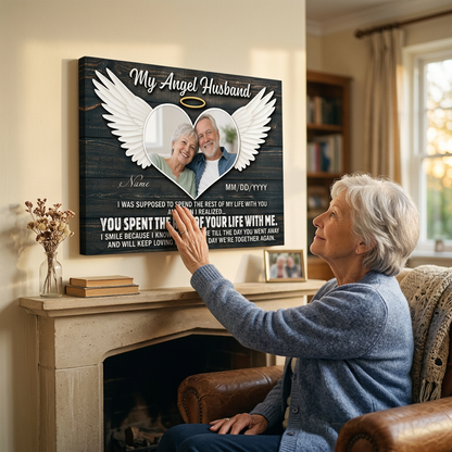 Personalized My Angel Husband Memorial Wall Canvas Gift for Loss of Husband Remembrance - Image 4