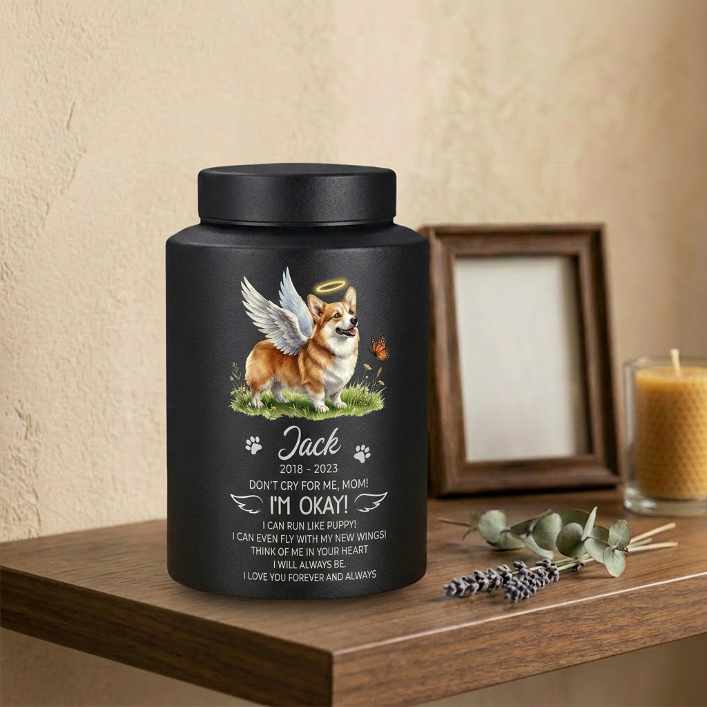 Personalized Winged Dog Silhouette Stainless Steel Pet Memorial Urn for Mom Loss of Dog Sympathy Bereavement Gift Large Capacity Decorative Memorial Keepsake Urn, Memorial Gift, In Loving Memory - Image 4