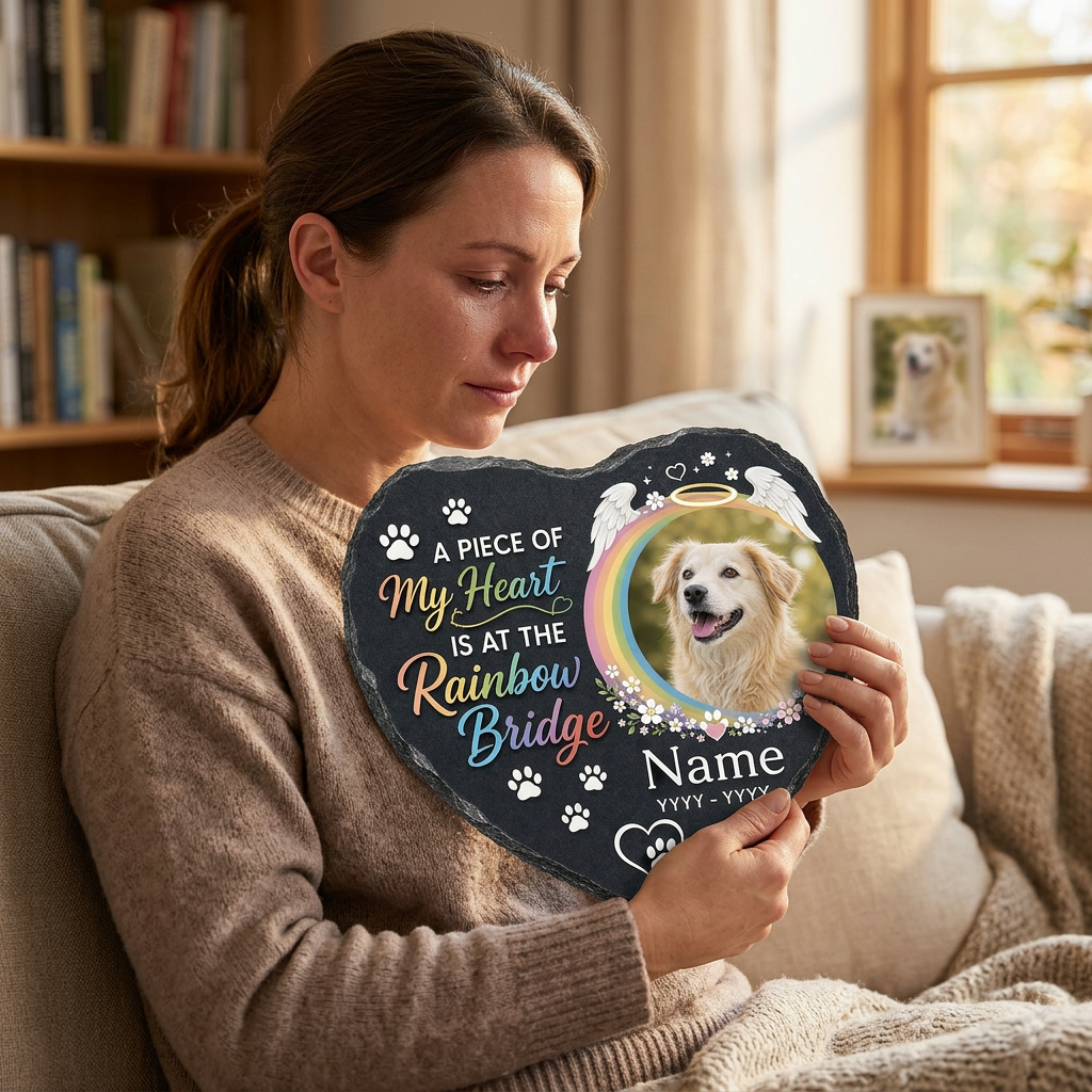 Personalized Rainbow Bridge Pet Memorial Garden Stone with Photo, Dog Loss Gift - Image 4 | VNMGSREPR1-6IN-EHIEU_AI_0464 VNMGSREPR1-8IN-EHIEU_AI_0464