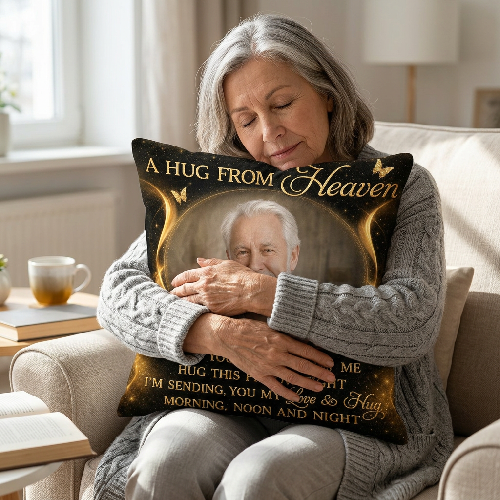 Personalized Photo A Hug From Heaven Memorial Pillow - Sympathy Gift for Loss of a Loved One - Image 4