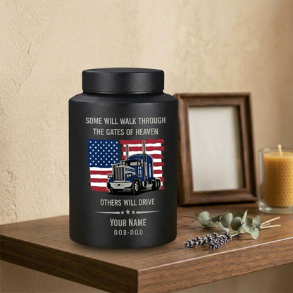 Personalized Semi Truck Angel Wings Stainless Steel Cremation Urn for Truck Driver Dad Male, 2 Sizes, Funeral Bereavement Tribute, Memorial Keepsake Urn, Memorial Gift, In Loving Memory - Image 4