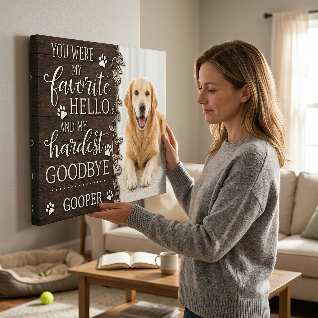 Personalized Dog Memorial Wall Canvas, Pet Loss Sympathy Gift for Dog Owners - Image 4