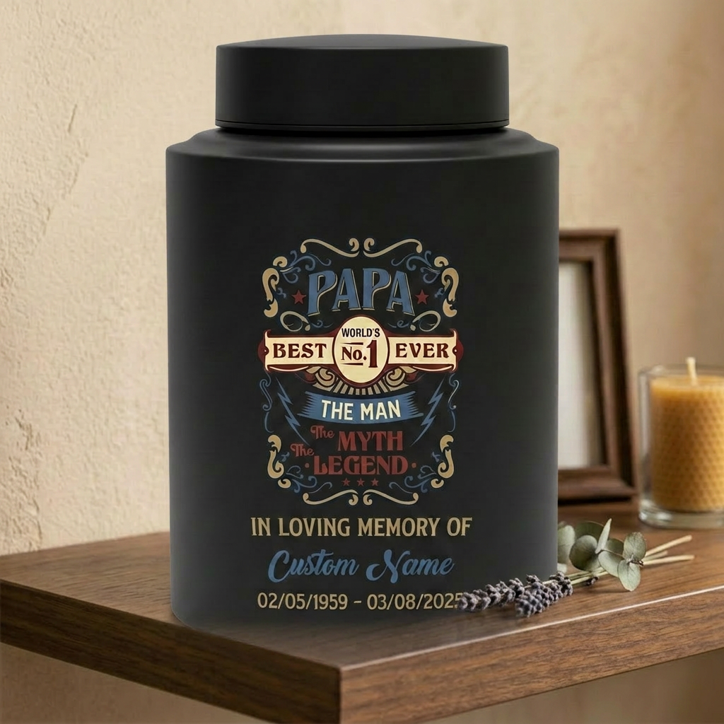 Personalized Best Papa Ever The Man Myth Legend Stainless Steel Cremation Ash Holder For Father Grandfather Bereavement Tribute Large Memorial Keepsake Urn, Memorial Gift, In Loving Memory - Image 4