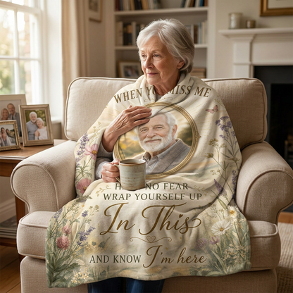 Personalized Memorial Photo Fleece Blanket - When You Miss Me Sympathy Gift for Loss of Loved One - Image 4